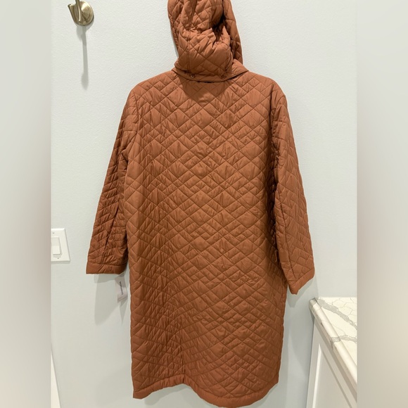 NWT Bernardo Women's Quilted Long Coat - large Brown rust - Picture 8 of 11